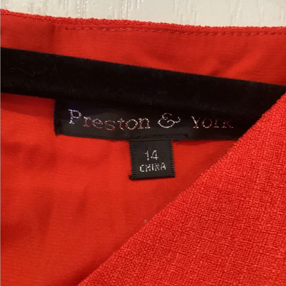 Preston & York Vibrant Red Long Sleeve jumpsuit size 14 EUC